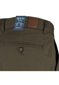 Brązowe, Bawełniane Spodnie Typu Chinos - Rigon - Slim. Kolor: beżowy, wielokolorowy, brązowy. Materiał: elastan, bawełna #4