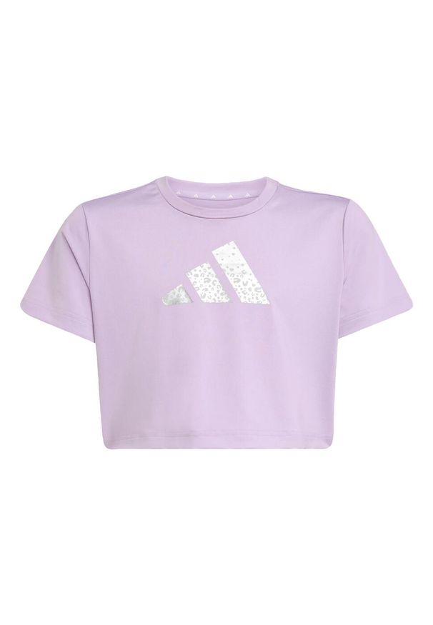 Adidas - Koszulka Training Essentials Glam Print. Kolor: różowy. Technologia: ClimaCool (Adidas). Długość: krótkie. Wzór: nadruk. Sport: joga i pilates