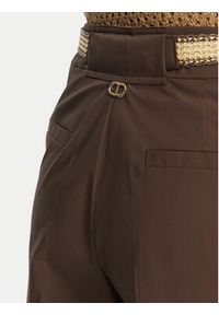 TwinSet - TWINSET Spodnie palazzo 251TT2105 Brązowy Wide Leg. Kolor: brązowy. Materiał: bawełna #4