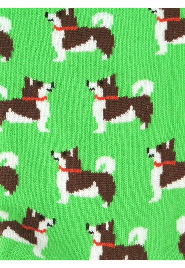 His Story - Skarpetki Bawełniane - Tematyczne - Zielone w Pieski. Kolor: zielony. Materiał: elastan, bawełna, poliamid