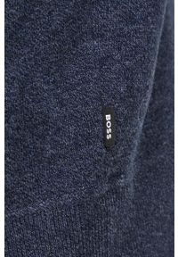 BOSS sweter z domieszką wełny męski kolor granatowy lekki z półgolfem. Kolor: niebieski. Materiał: wełna. Długość: krótkie #3