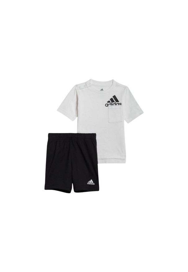 Koszulka + spodenki komplet dziecięcy Adidas Bos bawełniany. Kolor: czarny. Materiał: bawełna