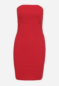 Born2be - Czerwona Dopasowana Sukienka z Wiskozą Divane. Okazja: do pracy, na spotkanie biznesowe. Kolor: czerwony. Materiał: wiskoza. Długość rękawa: bez ramiączek. Styl: klasyczny, elegancki, biznesowy #6
