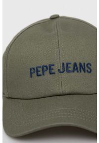 Pepe Jeans czapka z daszkiem bawełniana kolor zielony z aplikacją. Kolor: zielony. Materiał: bawełna. Wzór: aplikacja #3