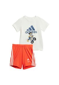 Adidas - Zestaw Disney Mickey Mouse Tee. Kolor: biały, niebieski, żółty, wielokolorowy. Wzór: motyw z bajki. Styl: młodzieżowy, sportowy