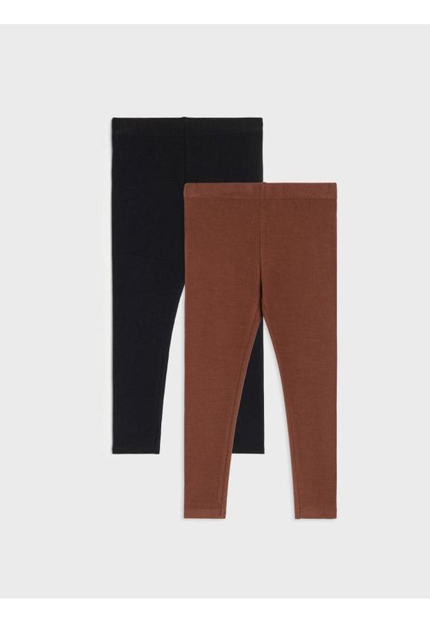 Sinsay - Legginsy 2 pack - brązowy. Kolor: brązowy