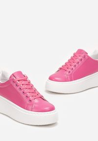 Born2be - Fuksjowe Sneakersy na Platformie Berdolina. Kolor: różowy. Obcas: na platformie #5
