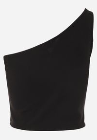 Born2be - Czarny Asymetryczny Top z Wiskozą Ozdobiony Aplikacją na Ramieniu Linassa. Okazja: na co dzień. Kolor: czarny. Materiał: wiskoza. Wzór: aplikacja. Styl: elegancki, klasyczny, casual #7