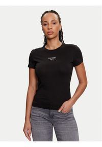 Tommy Jeans T-Shirt Essential DW0DW18397 Czarny Slim Fit. Kolor: czarny. Materiał: wiskoza #1
