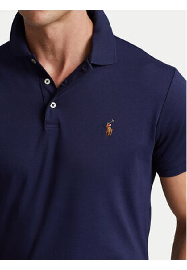 Polo Ralph Lauren Polo 710713130006 Granatowy Custom Slim Fit. Typ kołnierza: polo. Kolor: niebieski. Materiał: bawełna
