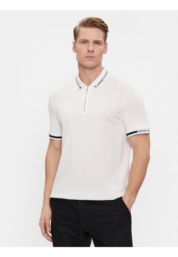 Armani Exchange Polo 3DZFLH ZJM5Z 1116 Biały Regular Fit. Typ kołnierza: polo. Kolor: biały. Materiał: bawełna