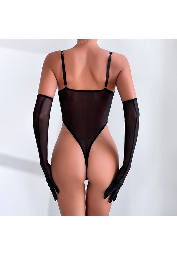 Intica - Body transparentne z usztywnieniem na specjalne okazje Cella. Kolor: czarny. Materiał: materiał