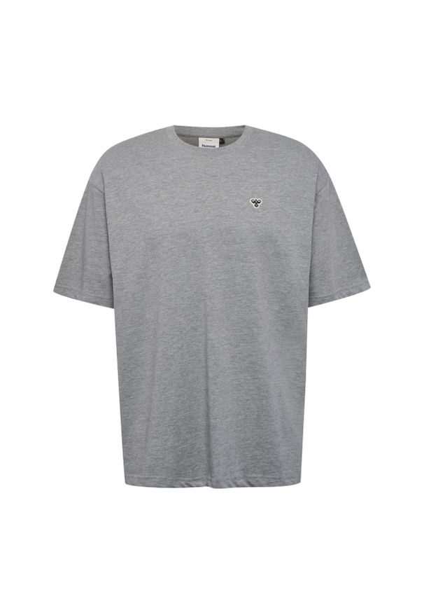 Luźna koszulka Hummel Bee. Typ kołnierza: polo. Kolor: szary. Materiał: bawełna. Wzór: haft, aplikacja