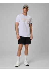 4f - 4F T-shirt reagular z nadrukiem męski - biały M. Okazja: na co dzień. Kolor: biały. Materiał: materiał, bawełna, dzianina. Wzór: nadruk. Styl: sportowy, klasyczny, casual #2