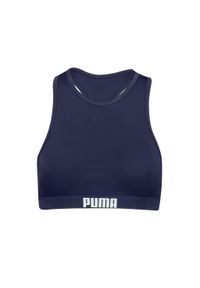 Góra od bikini Puma, racerback, granatowa. Kolor: niebieski. Materiał: poliester