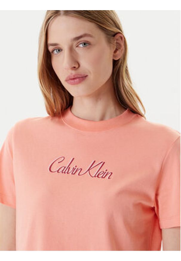 Calvin Klein Jeans T-Shirt Classic Logo LV047C854G Pomarańczowy Regular Fit. Kolor: pomarańczowy. Materiał: bawełna