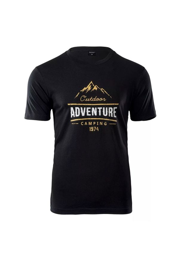 Hi-tec - Koszulka męska Hi-Tec Lore - czarna, Rozmiar M. Kolor: czarny. Materiał: bawełna, materiał. Wzór: nadruk, napisy