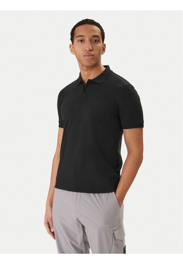 BOSS Polo Pio 1 50554574 Czarny Regular Fit. Typ kołnierza: polo. Kolor: czarny. Materiał: bawełna