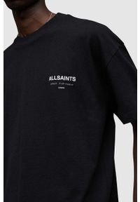 AllSaints t-shirt bawełniany kolor czarny z nadrukiem. Kolor: czarny. Materiał: bawełna. Długość rękawa: krótki rękaw. Długość: krótkie. Wzór: nadruk #9