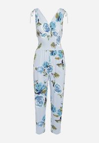 Born2be - Jasnoniebieski Taliowany Kombinezon w Kwiaty z Długimi Nogawkami Renivia. Okazja: na co dzień. Kolor: niebieski. Długość: długie. Wzór: kwiaty. Styl: casual, street #3