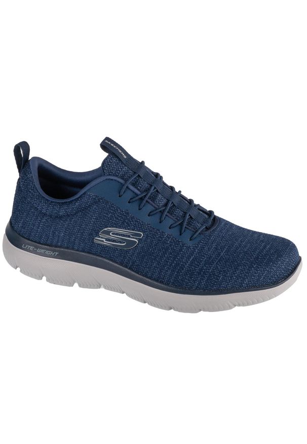 skechers - Buty do chodzenia męskie Skechers Summits Sorenz. Kolor: niebieski. Materiał: syntetyk, materiał. Szerokość cholewki: normalna. Sport: turystyka piesza