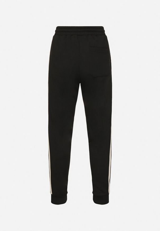 Born2be - Czarne Spodnie Dresowe Typu Jogger z Lampasami Wileldi. Okazja: na co dzień. Kolor: czarny. Materiał: dresówka. Styl: elegancki, casual, klasyczny