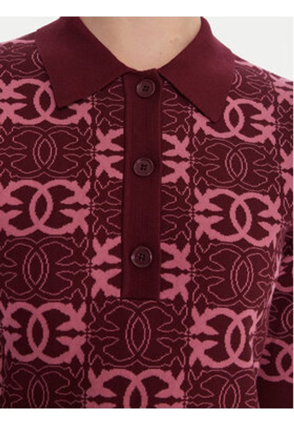 Pinko - PINKO Sukienka dzianinowa Nothing 106039 A2YD Bordowy Regular Fit. Kolor: czerwony. Materiał: wiskoza