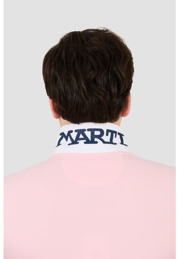 La Martina - LA MARTINA Różowe męskie polo z dużym logo, Rozmiar XL. Typ kołnierza: polo. Kolor: różowy