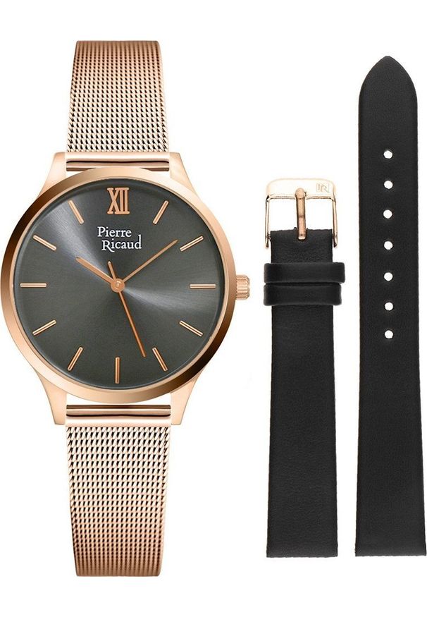 Zegarek Pierre Ricaud Zegarek damski Pierre Ricaud P22045.9167Q-SET różowe złoto. Kolor: złoty, wielokolorowy, różowy