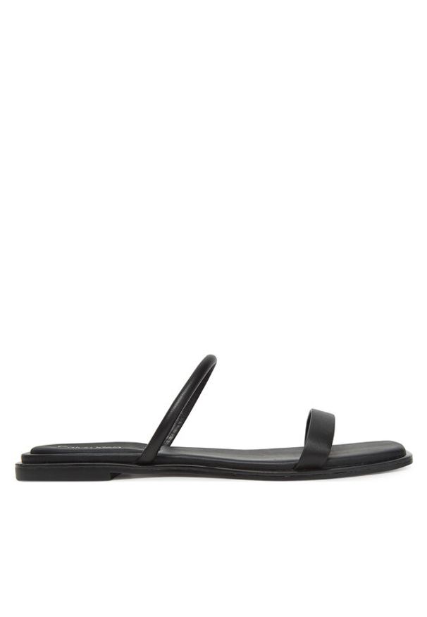 Calvin Klein Klapki Flat Sandal Squared 2-Bar Lth HW0HW02532 Czarny. Kolor: czarny. Materiał: skóra