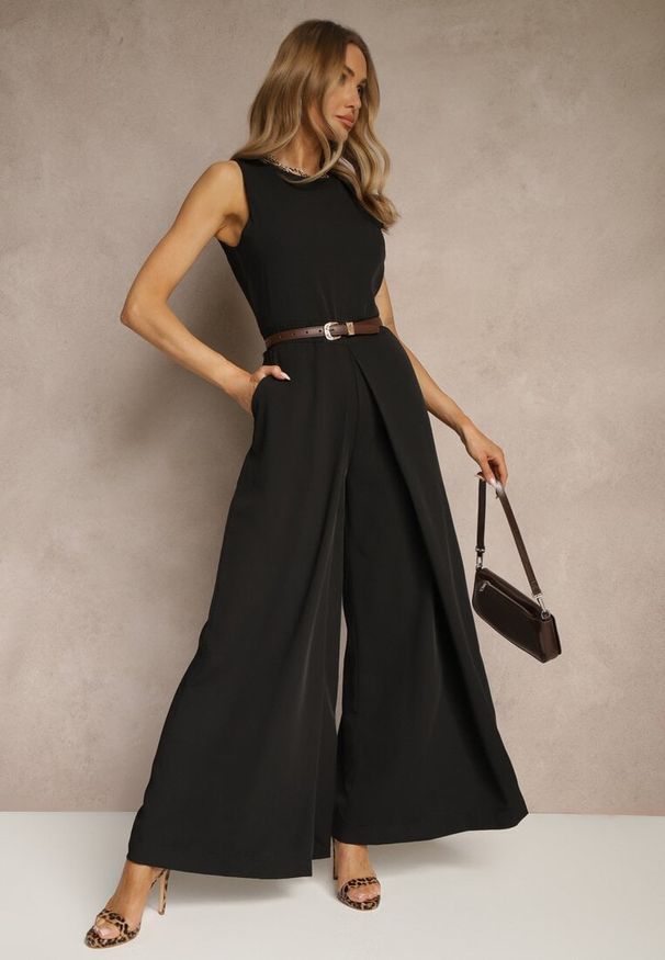 Renee - Czarny Kombinezon Bez Rękawów z Nogawkami Wide Leg Noreldi. Okazja: na co dzień. Kolor: czarny. Długość rękawa: bez rękawów. Styl: elegancki, casual