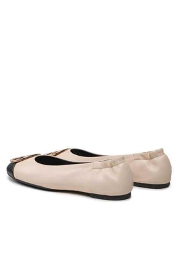 Tory Burch Baleriny Claire Cap Toe 148336 Beżowy. Kolor: beżowy. Materiał: skóra
