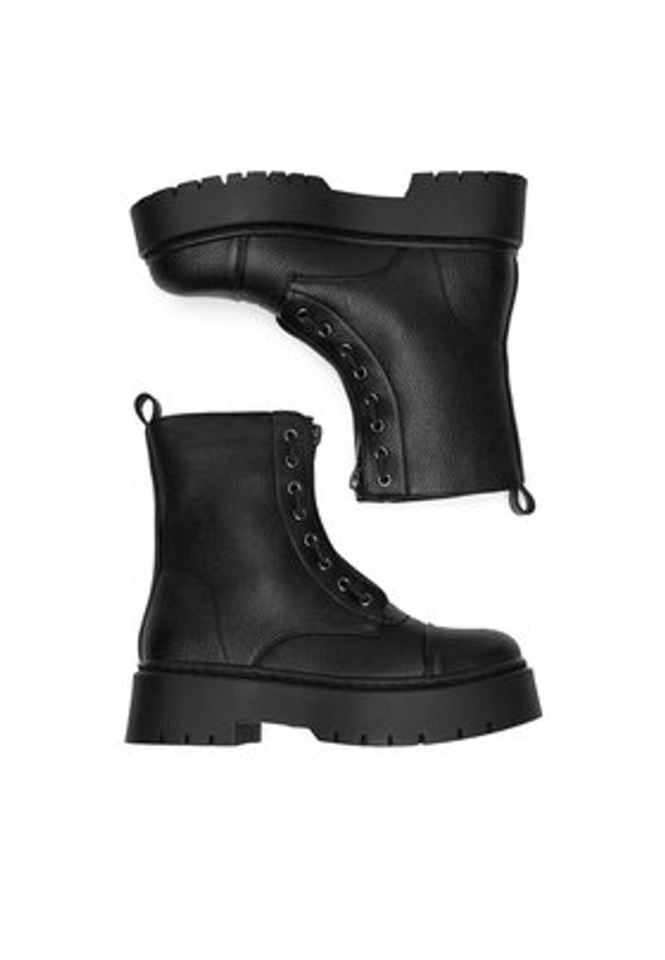 DeeZee Botki HY13123-18A Czarny. Kolor: czarny. Materiał: skóra