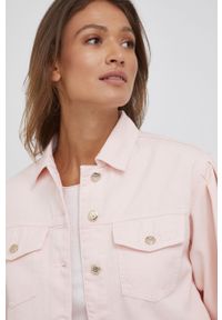 Sisley kurtka jeansowa damska kolor różowy przejściowa. Okazja: na co dzień. Kolor: różowy. Materiał: jeans. Styl: casual #4