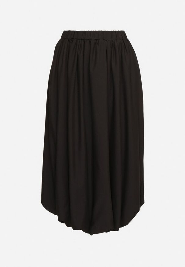 Born2be - Czarna Spódnica z Wiskozą w Stylu Bombki Dennielle. Okazja: na co dzień, na imprezę. Kolor: czarny. Materiał: wiskoza. Styl: elegancki, casual