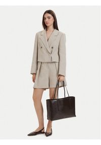 Calvin Klein Torebka Foil Logo Glossy Tote W/ Pouch LV04F3537G Brązowy. Kolor: brązowy. Materiał: skórzane #1