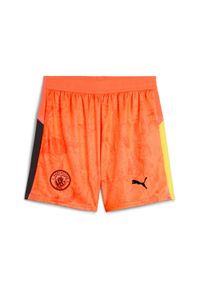 Puma - Młodzieżowe szorty KIDSUPER × MANCHESTER CITY PUMA Neon Sun Black Orange. Kolor: czarny, pomarańczowy, wielokolorowy, żółty. Sezon: lato. Sport: piłka nożna