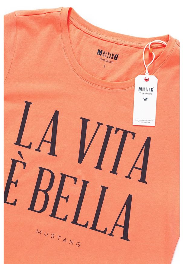 Mustang - MUSTANG T SHIRT DAMSKI Alexia C Print Persimmon 1009053 8139. Wzór: nadruk