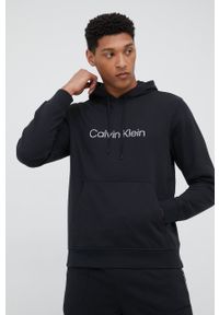 Calvin Klein Performance bluza dresowa męska kolor czarny z kapturem z nadrukiem. Typ kołnierza: kaptur. Kolor: czarny. Materiał: dresówka. Wzór: nadruk