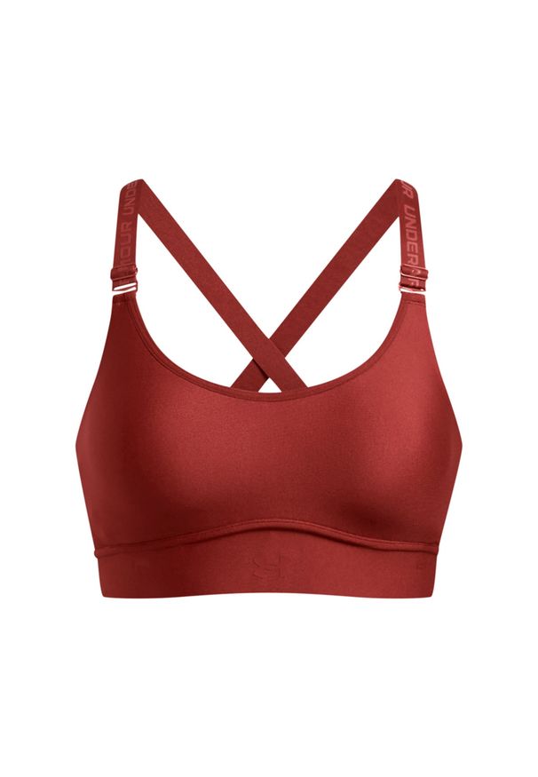 Biustonosz treningowy damski Under Armour UA Infinity Mid 2.0 Bra - czerwony. Kolor: czerwony. Materiał: poliester, elastan. Rodzaj stanika: odpinane ramiączka, różne sposoby noszenia. Sport: kolarstwo, fitness