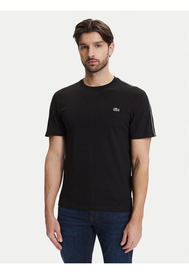 Lacoste T-Shirt TH0888 Czarny Regular Fit. Kolor: czarny. Materiał: bawełna