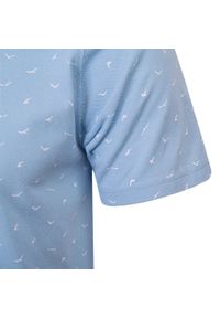 Męski T-Shirt, Dekolt z Guzikami - Pako Jeans - Błękitna, Drobny Wzór. Okazja: na co dzień. Kolor: niebieski. Materiał: bawełna. Styl: casual #3