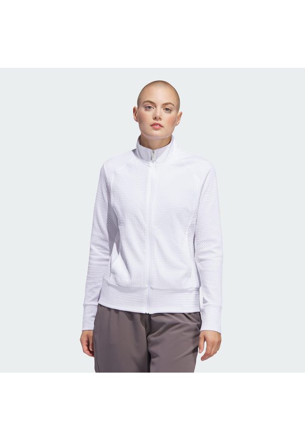 Adidas - Kurtka Women's Ultimate365 Textured. Typ kołnierza: golf. Kolor: biały. Materiał: dresówka, materiał. Sport: golf