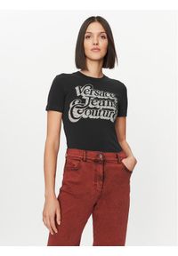 Versace Jeans Couture T-Shirt 75HAHG02 Czarny Regular Fit. Kolor: czarny. Materiał: bawełna
