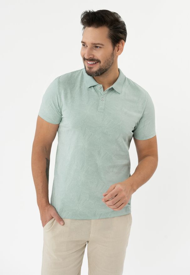 Volcano - O-KOBALT. Typ kołnierza: polo. Kolor: miętowy. Materiał: dzianina, len, materiał, prążkowany, bawełna, skóra, jersey, jeans. Długość rękawa: krótki rękaw. Długość: krótkie. Wzór: gładki. Styl: wakacyjny