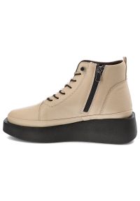 Beżowe Botki Artiker Modne Obuwie Damskie. Kolor: beżowy. Materiał: skóra, jeans. Sezon: wiosna, jesień. Styl: elegancki #7