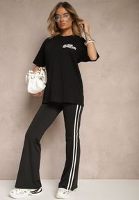 Renee - Czarna Koszulka T-shirt Ozdobiona Nadrukiem na Plecach Arilora. Kolor: czarny. Wzór: aplikacja, nadruk #3