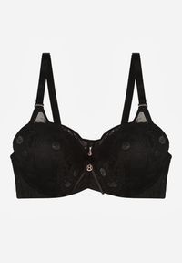Renee - Czarny Koronkowy Biustonosz Ozdobiony Przezroczystą Wstawką Acalinai. Kolor: czarny. Materiał: koronka. Rodzaj stanika: przezroczysty. Wzór: aplikacja #4