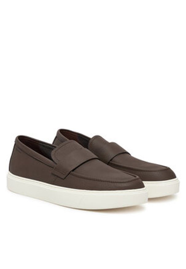Calvin Klein Sneakersy Moccasin Lth Unlined HM0HM01813 Brązowy. Kolor: brązowy. Materiał: skóra