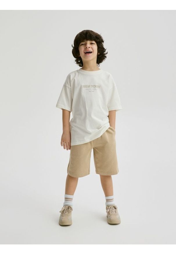 Reserved - Bawełniany komplet z szortami - złamana biel. Materiał: bawełna